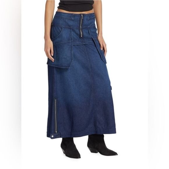 EB Denim Modular Denim Cargo Skirt in Midnight - Picture 3 of 13